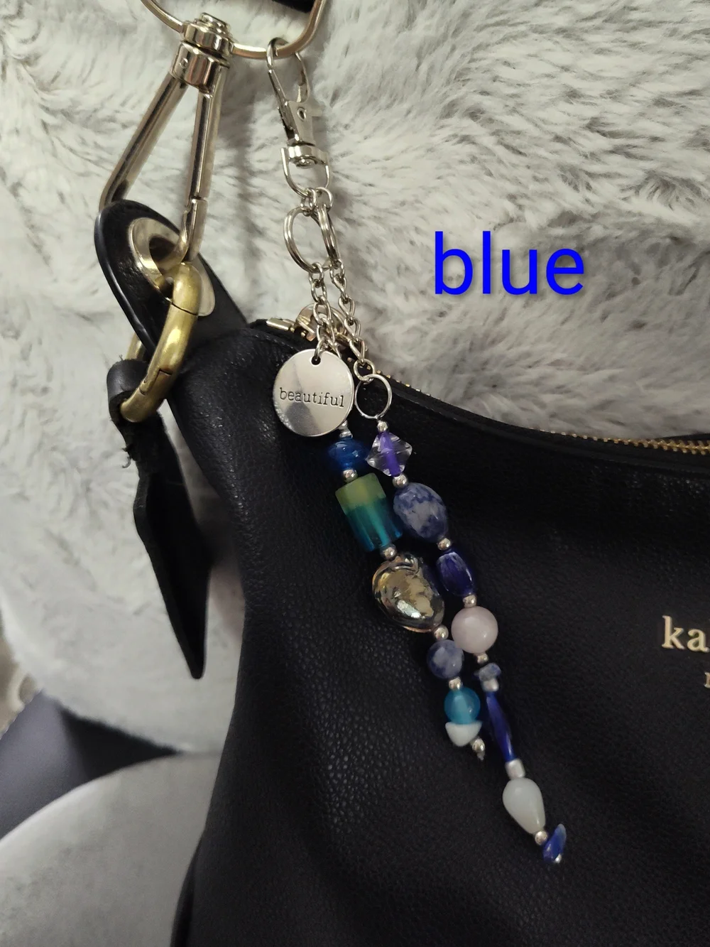 Handmade Beaded Natural Stone Keychain - Multiple